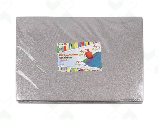 Gomma Eva 2mm. 40x60 10pz. - Glitter argento
