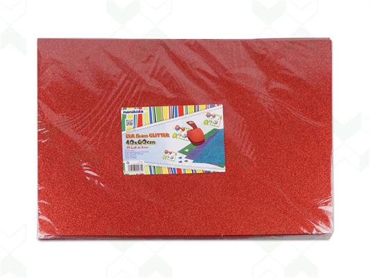 Gomma Eva 2mm. 40x60 10pz. - Glitter rosso