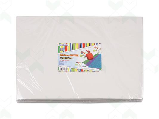 Gomma Eva 2mm. 40x60 10pz. - Glitter bianco