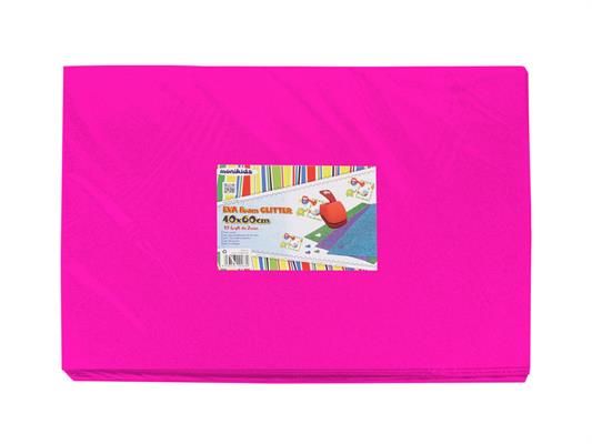 Gomma Eva 2mm. 40x60 10pz. - Glitter fucsia fluo 