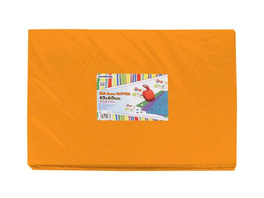 Gomma Eva 2mm. 40x60 10pz. - Glitter arancione fluo
