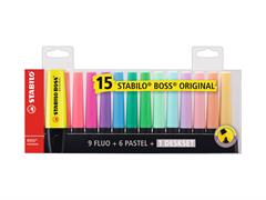 Set scrivania 15 evidenziatori colori fluo+pastel