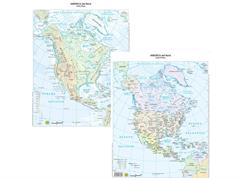 Cartina geografica A3 America nord plastificata