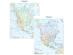 Cartina geografica A3 America nord plastificata