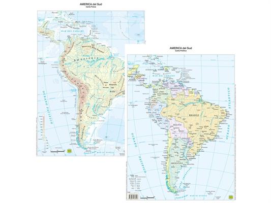 Cartina geografica A3 America sud plastificata