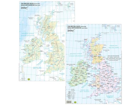 Cartina geografica A3 Gran Bretagna plastificata