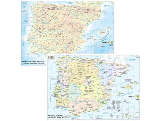 Cartina geografica A3 Spagna/Portogallo plastificata