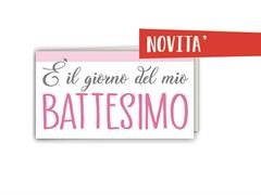 Biglietti bomboniere Cromo 100pz. - Battesimo rosa