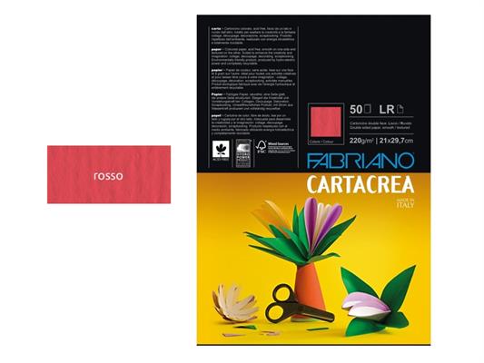 Cartacrea Liscio/Ruvido A4 220gr. 50 fogli - Rosso