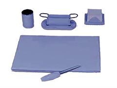 Servizio da scrittoio in ecopelle con sottomano 50x35 - Blu