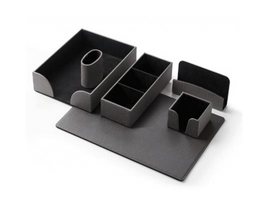 Set Scrittoio Ecopelle Nero 6pz.