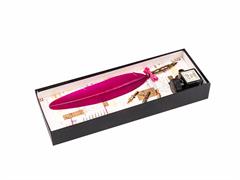 Piuma fucsia+inchiostro+3 pennini