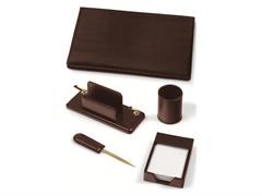 Set Scrivania Similpelle Marrone 5pz.