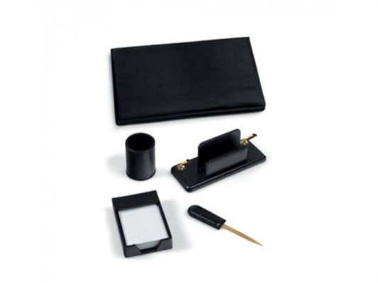 Set Scrivania Similpelle 5pz. - Nero