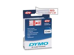 Nastro 12mm.x7mt. D1 Rosso su trasparente