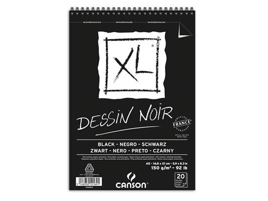 Album con spirale A5 Dessin Noir 150 gr. 20 fogli