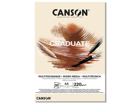 Blocco A3 Graduate Multitecnica Naturale 220 gr. 30 fogli