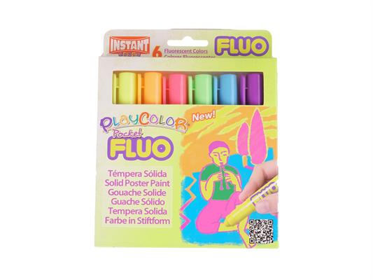 Tempera solida textil pocket fluo 6 pz.
