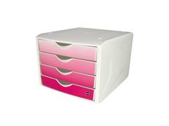 Cassettiera 4 cassetti Helit bianco/rosa