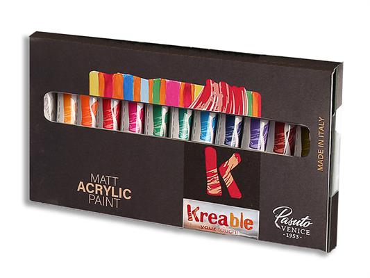 Scatola da 12 tb 12ml acrilico opaco Kreable