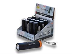 Espositore torcia in alluminio nero led 1w 12pz.