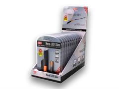 Espositore torcia in alluminio nero led slim 12pz.