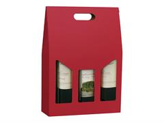 Scatola vino kraft liscio 3 bottiglie - Rosso