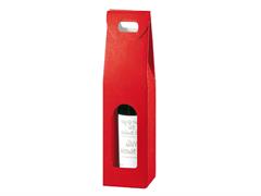 Scatola per bottiglie 1 posto juta - Rosso