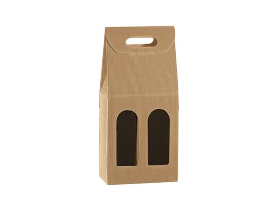 Scatola per bottiglie 2 posti juta - Ecrù