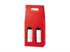 Scatola per bottiglie 2 posti juta - Rosso