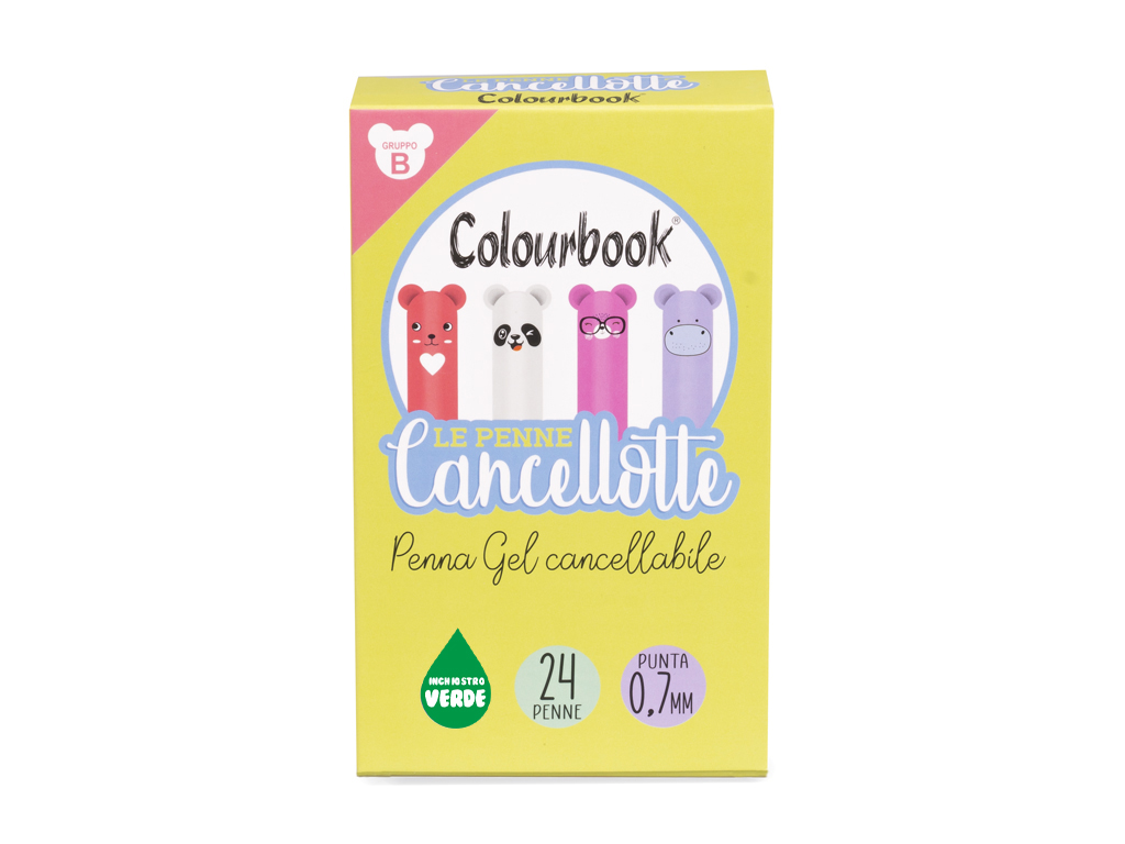Colourbook - Penna gel cancellabile Cancellotta, Gomma a semisfera