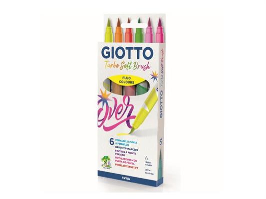 Pennarelli Turbo soft brush fluo 6pz.