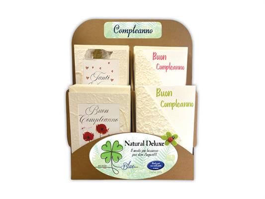 Espositore biglietto compleanno carta naturale 48pz.