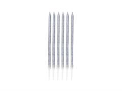 Candela glitter argento 16,5cm. 6pz.