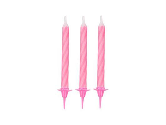 Candela a spirale rosa 8cm. 12pz.