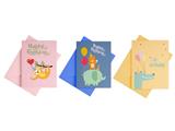 Busta+biglietto 12,5x9 compleanno baby 36pz