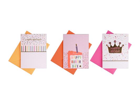 Busta + biglietto 12,5x9 compleanno fluo 36pz.