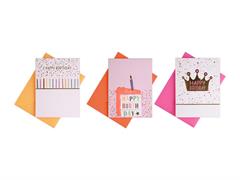 Busta + biglietto 12,5x9 compleanno fluo 36pz.