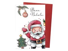 Biglietto Babbo Natale applicazione pop up + glitter  48pz.