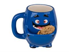 Tazza in ceramica con porta biscotti - Mostro blu