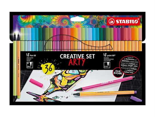 Creative Set Stabilo Arty point 88 & Pen 68 36 pz. - Pennarelli punta fibra  - Lagicart