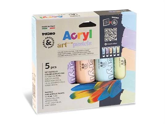 Tubi colore acrilico 75ml 5pz. - Colori pastello