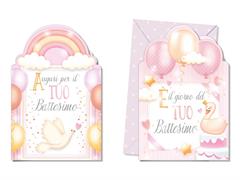 Biglietto battesimo fustella rosa