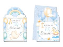 Biglietto battesimo fustella azzurro