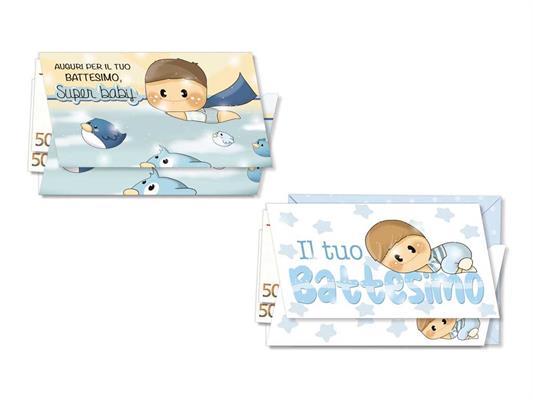 Biglietto portasoldi battesimo azzurro dolcelegno
