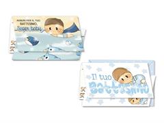 Biglietto portasoldi battesimo azzurro dolcelegno
