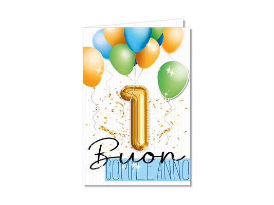 Biglietto numero 1 palloncino azzurro