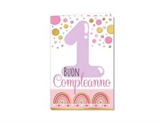 Biglietto compleanno 1 anno rosa