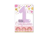 Biglietto compleanno 1 anno rosa