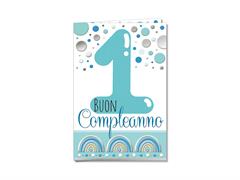 Biglietto compleanno 1 anno azzurro